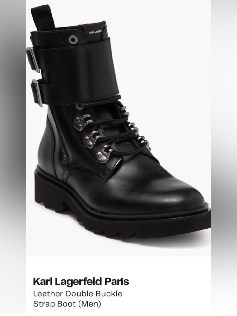 Karl Lagerfeld Leather Double Buckle Moto Boots Sz 9.5